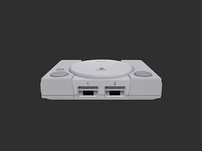 White Classic PlayStation Console As Entertainment Electronics With Gaming Controller Ports 3d model