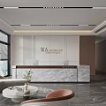 Modern company front desk background wall sofa reception area sofa chandelier 3d model