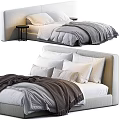 Modern Double Bed Interior Design With Soft Pillows Cozy Blanket And Minimalist Nightstand