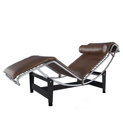 Modern Brown Leather Lounge Chair With Sleek Metal Frame And Ergonomic Design 3d model