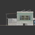 Small House Model with Solar Panels on Light Green Roof and White Fence Porch