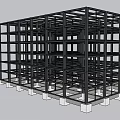 Industrial Equipment Black Metal Frame With Grid Structure And Base Supports
