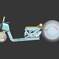 Teal Motorcycle With Yellow Seat Large Wheels And Modern Design Elements