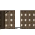 Wooden Folding Room Divider with Circular Perforations for Interior Design 3d model