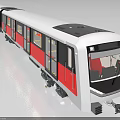 Modern White and Red Metro Train Design With Sleek Front View And Windows