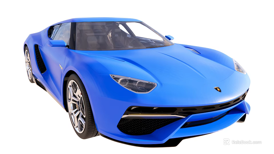 Blue Sports Car With Sleek Design Modern Headlights And Alloy Wheels 3d model 