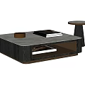 Modern Coffee Table With Marble Top Gold Frame Books And Lower Storage Shelf