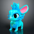Cute Blue Small Animal Game Character With Large Pink Ears Big Eyes Green Chest Decoration