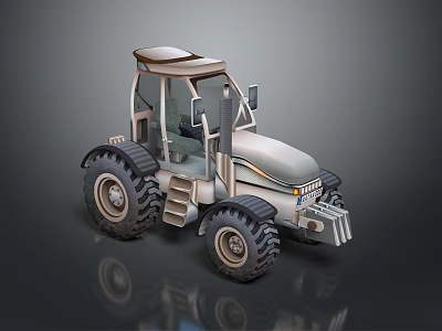 Modern Metallic Tractor Design With Large Tires Driver Cabin And Front Grille 3d model