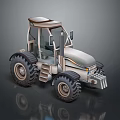 Modern Metallic Tractor Design With Large Tires Driver Cabin And Front Grille