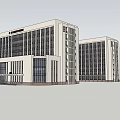 Modern Office Building Exterior With Two Structures Large Windows And Facade 3d model
