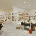 Modern Clothing Store Interior With Open Layout Display Racks And Decorative Plants