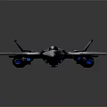 Futuristic Fighter Jet Model With Sleek Metallic Body And Blue Accent Lights