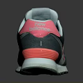 Gray And Pink Sneakers With Red Accents White Sole And Reflection Effect