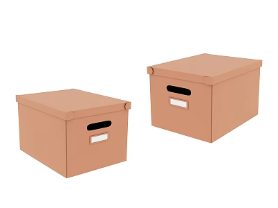 Two Brown Storage Boxes With Lids And Label Slots For Home Organization 3d model