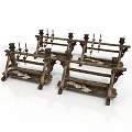 Traditional Wooden Furniture With Four Carved Candle Holders And Decorative Details