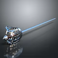 Silver Metallic Spear With Intricate Sphere Design For Fantasy Warrior Character 3d model