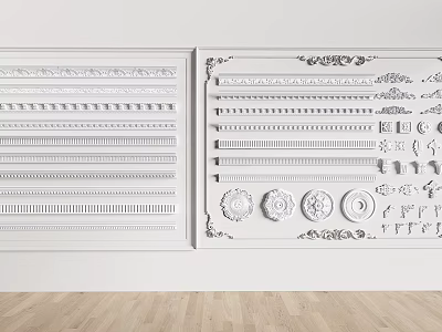 Gypsum Cornice Molding With Various Decorative Styles And Intricate Patterns 3d model