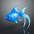 Animated Blue Fish Character 3D Model With Purple Eyes Red Lips And Shiny Scales