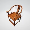 Traditional Wooden Single Chair with Curved Backrest and Intricate Carving Design