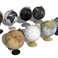 Assorted Decorative Globe Ornament Set With Various Color Bases And Designs