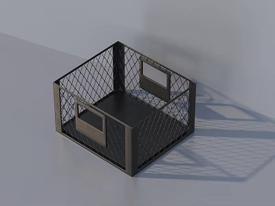 Practical Household Metal Mesh Storage Box With Square Design And Handles 3d model