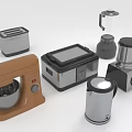 Modern Kitchen Household Appliances Collection Featuring Mixer Toaster Kettle Blender And Steamer