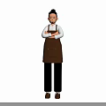 Man Wearing White Shirt and Brown Apron with Arms Crossed Standing Still