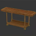 Wooden Console Table With Lower Shelf And Sturdy Legs For Home Interior Design