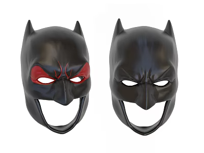 Two Black Batman Masks With Red And White Eye Details For Cosplay Use 3d model