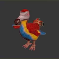 Plush Colorful Bird Toy Red Head Yellow Body Blue Tail Large Beak Standing Pose