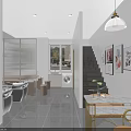 Modern Kids Friendly Hair Salon Interior With Stylish Chairs And Green Plants