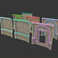 Ancient Style Stone Door Frames And Window Frames With Arched Architectural Design 3d model
