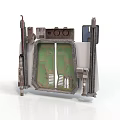 Industrial Mechanical Component With Green Panel Ventilation Grilles And Metal Frame