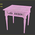 Elegant Square Marble Table With White Legs And Green Gold Decorative Accents