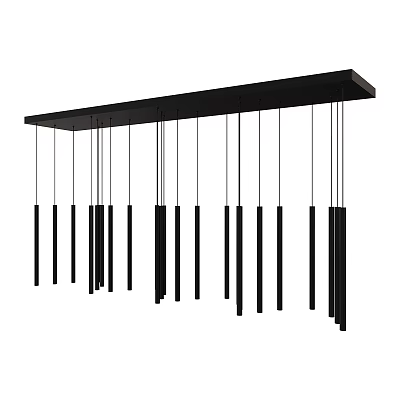 Modern Black Chandelier With Multiple Long Hanging Rods For Home Interior Lighting 3d model
