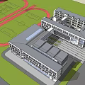 Design volume combination of primary and secondary schools 3d model