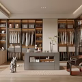 Modern Walk in Closet Interior Design With Hanging Clothes Drawer Cabinets And Decorative Chair Table