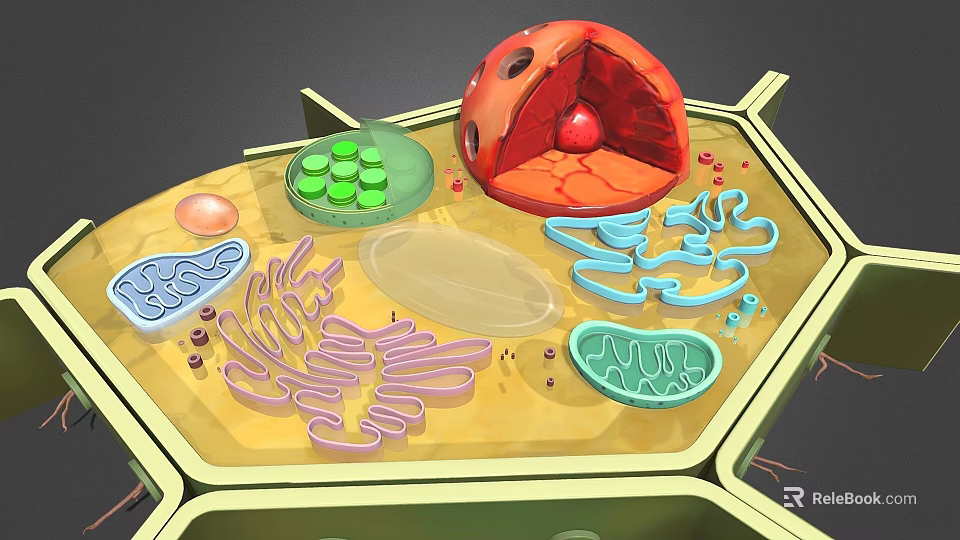 Medical Device 3D Anatomical Cell Structure Model with Nucleus Mitochondria for Biology Education 3d model 