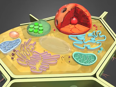 Medical Device 3D Anatomical Cell Structure Model with Nucleus Mitochondria for Biology Education 3d model