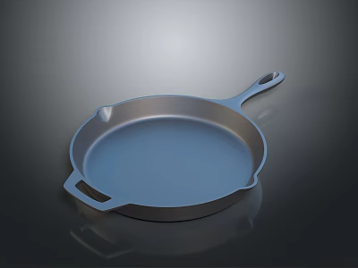 Stainless Steel Frying Pan With Long Handle And Side Grips For Home Cooking 3d model