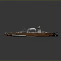 Battleship Naval Weapon Sailing on Blue Water with Detailed Military Design