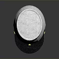 Gray Fabric Hat with Black Brim and Black Band Featuring Gold Buttons