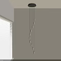 Modern Chandelier With Warm Light In Interior Room With Window Blinds