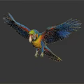 Colorful Parrot With Spread Wings And Vibrant Feathers On Gray Background