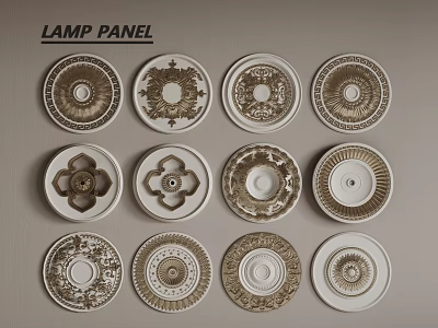 Various Decorative Lamp Panel Designs With Ornate Patterns For Home Decoration 3d model