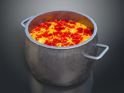 Metal Cooking Pot with Silver Double Handles and Red Yellow Stew Ingredients for Kitchen Use 3d model