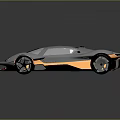 Gray Concept Sports Car With Orange Accents And Sleek Aerodynamic Design