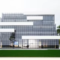 Modern Style Multi-storey Office Building Modern Style Multi-storey Office Building Flat Top Air Greening 3d model