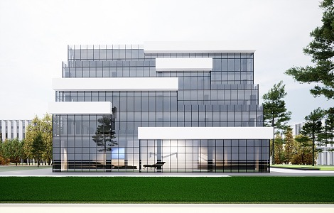 Modern Style Multi-storey Office Building Modern Style Multi-storey Office Building Flat Top Air Greening 3d model